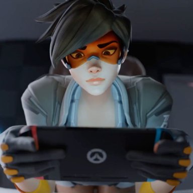 blizzard entertainment, overwatch, overwatch 2, lena oxton, tracer, aphy3d, 1boy, 1boy1girl, 1girls, all fours, anal, anal pounding, anal sex, bending over, bottomless