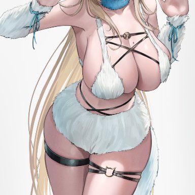 blue archive, asuna (blue archive), artist request, 1girls, blonde hair, blue eyes, breasts, female, hair over one eye, huge breasts, light skin, light-skinned female, long hair, thick thighs, wide hips