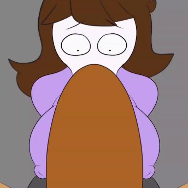 jaiden animations, youtube, jaiden, scarecorrode, big ass, big breasts, blowjob, clothed, deepthroat, female, huge ass, huge breasts, huge cock, nipples visible through clothing, no bra