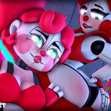 five nights at freddy's, sister location, baby (fnafsl), circus baby, circus baby (fnaf), jollyferret, animatronic, ass, ass focus, ass grab, ass up, breasts, clothed, clothing, clown