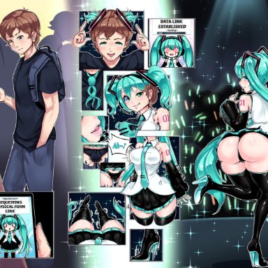 vocaloid, hatsune miku, bimbovaporeon, ass expansion, brainwashing, breast expansion, breasts, gender transformation, high heel boots, high heels, huge ass, identity death, mtf transformation, thick thighs, thigh boots