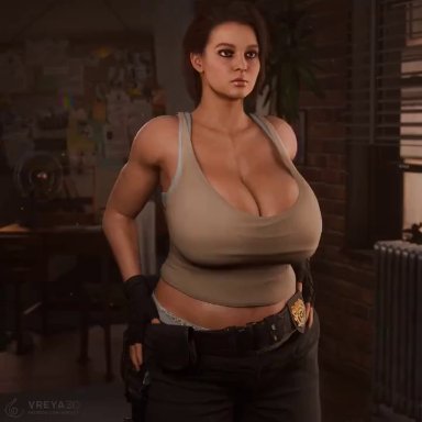 resident evil, jill valentine, vreya3d, 1girls, bouncing breasts, cleavage, female, female only, gigantic breasts, huge breasts, human, solo, solo female, tagme, video