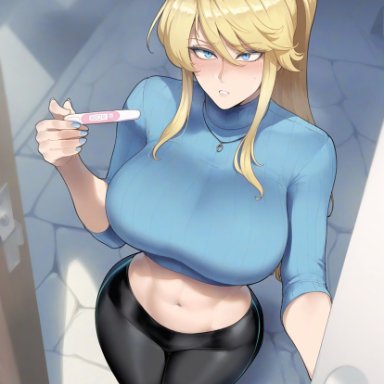 fate (series), artoria pendragon, meepking, 1girls, bare thighs, big breasts, blonde hair, blue eyes, blush, clothed, clothing, female, female focus, female only, large breasts