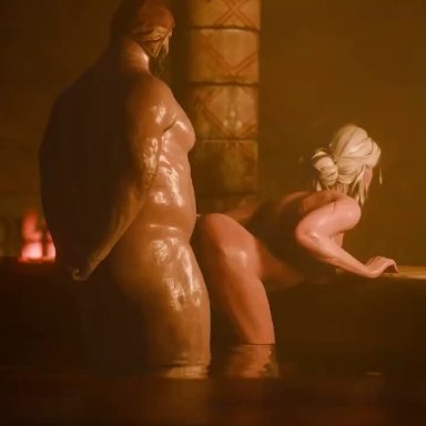 cd projekt red, the witcher (series), the witcher 3: wild hunt, ciri, phillip strenger, zxcvxex, doggy style, female, standing, 3d, animated, sound, tagme, video