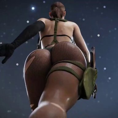 metal gear solid, quiet (metal gear), smitty34, ass, big butt, bikini, booty, butt, clothing, dressed, fishnet stockings, fishnets, pantyhose, solo female, thick thighs