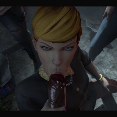 life is strange, chloe price, max caulfield, victoria chase, 0zmann, against will, alley, blackmail, blowjob, dark-skinned male, filming, forced oral, interracial, pimp, prostitution