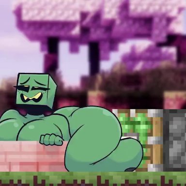 minecraft, creeper, srrealleaf, :p, 1girls, ahe gao, ambiguous penetration, anthro, anthro only, anthrofied, ass, big ass, big breasts, big butt, big thighs