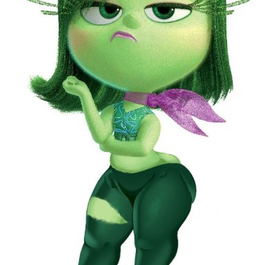 disney, inside out, disgust (inside out), la tiapat, 1girls, anthro, ass, big ass, big legs, disgusted, disgusted expression, disgusted face, disgusted look, dress, dressed