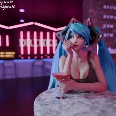 league of legends, riot games, sona buvelle, nythra3d, 1boy, 1boy1girl, 1girl1boy, 1girls, absurdly large cock, areola, areolae, big areola, big breasts, big penis, breasts