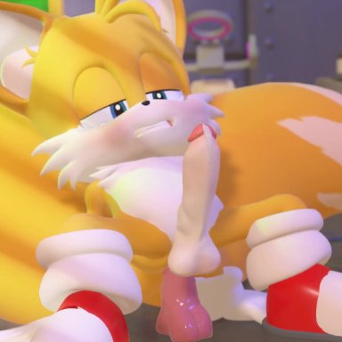 blender eevee, sonic (series), sonic the hedgehog (series), miles tails prower, tails the fox, 1boy, blue eyes, crying, cub, dick, dildo, dildo penetration, femboy, femboy only, fuckboy
