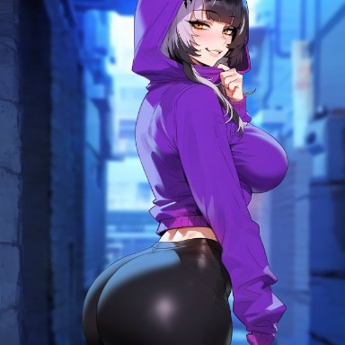 hololive, hololive english, hololive english -advent-, shiori novella, floox, thiccwithaq (ai style), 1girls, ass, black hair, breasts, dat ass, female, hips, huge ass, huge breasts
