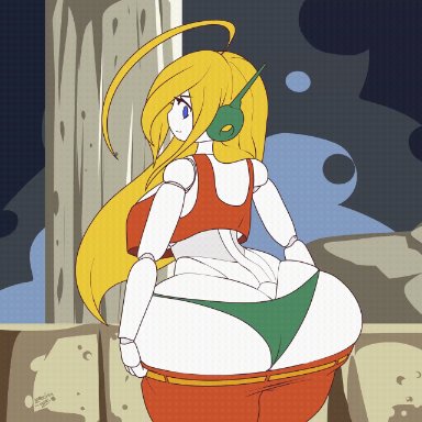 cave story, curly brace, zedrin, 1female, 1girls, ass, big ass, big butt, blonde female, blonde hair, blonde hair female, breasts, bubble butt, clothing, crop top