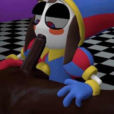 the amazing digital circus, glitch productions, pomni, amanda sparkle, pomni (the amazing digital circus), 1boy, 1girls, 3d, 3d animation, animated, blowjob, fellatio, oral, oral sex, oral penetration