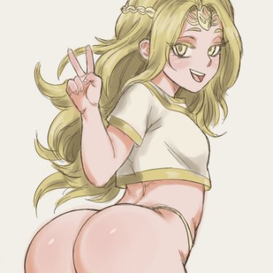 elden ring, fromsoftware, shadow of the erdtree, miquella, miquella the kind, bocchichona, 1boy, ass, barefoot, big ass, blonde hair, brat, bubble ass, bubble butt, bulge