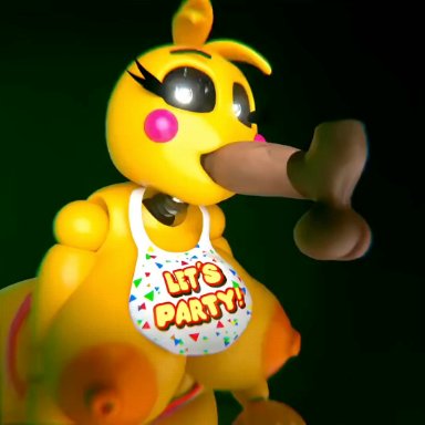 five nights at freddy's, toy chica (fnaf), toy chica (love taste), toboredtoexist, 1boy, 1boy1girl, 1girls, animatronic, big ass, big breasts, big penis, blowjob, breasts out, disembodied penis, female