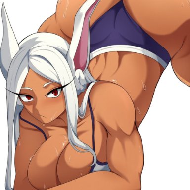 boku no hero academia, my hero academia, mirko, miruko, rumi usagiyama, usagiyama rumi, abirdeer, 1girls, ass, blush, breast press, breast squish, breasts, bubble ass, bubble butt