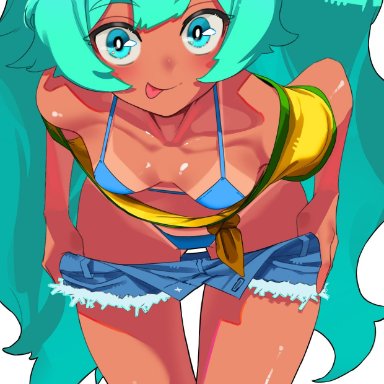 vocaloid, brazilian miku, hatsune miku, sleepingmarlon2, 1girls, ass, big ass, big thighs, bikini, bikinirn, breasts, cyan eyes, cyan hair, female, female only