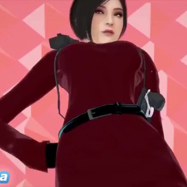 resident evil, resident evil 4, ada wong, anonbluna, arms around partner, asian, asian female, big ass, bouncing breasts, cowgirl position, cum, cum inside, looking at viewer, pubic hair, thong