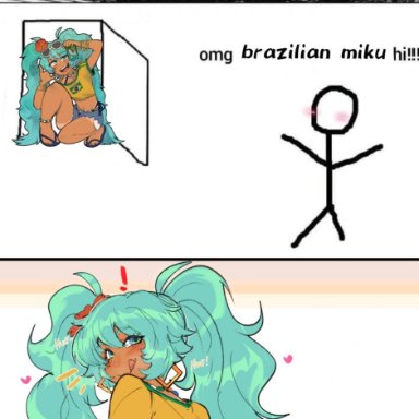 vocaloid, brazilian miku, hatsune miku, gonzalo costa, pinkkoffin, 1girls, anus, ass, big ass, big breasts, big butt, big thighs, bikini, brazilian, breasts