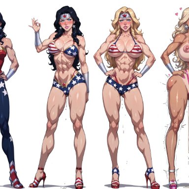 dc, dc comics, justice league, wonder woman (series), diana of themyscira, diana prince, wonder woman, xftriber, 1girls, american flag bikini, big breasts, bikini, bimbo, bimbo body, bimbo lips