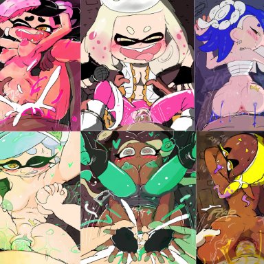 blacked, nintendo, splatoon, callie (splatoon), deep cut (splatoon), frye (splatoon), inkling, marie (splatoon), marina (splatoon), octarian, octoling, off the hook (splatoon), offscreen character, pearl (splatoon), shiver (splatoon)