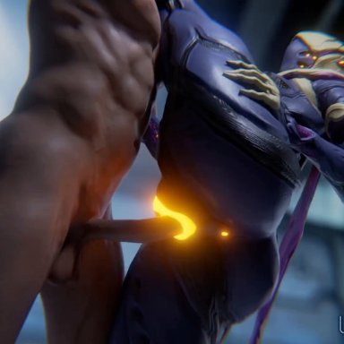 digital extremes, warframe, wisp (warframe), ulfsark3d, ass, ass focus, asshole, butt focus, dark-skinned male, holding ass, leg grab, leg up, standing, standing sex, vaginal penetration