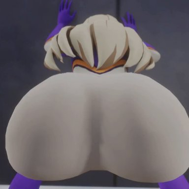 boku no hero academia, my hero academia, mount lady, kishi, against wall, ass, ass focus, ass shake, blonde hair, bodysuit, female, from behind, gloves, huge ass, jiggle