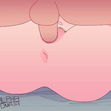 original, original character, alphatomata, 1boy, 1girls, anus, ass, blonde hair, blush, close-up, closed eyes, creampie, cum, cum in pussy, cum inside