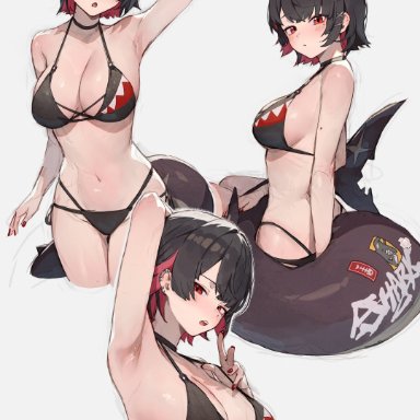 zenless zone zero, ellen joe, bikini, shark girl, shark humanoid, shark tail, sharp teeth