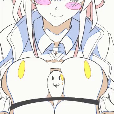 honkai (series), honkai: star rail, kafka (honkai: star rail), housou-kun, 1girls, huge breasts, human, paizuri, smug, titjob, animated, gif