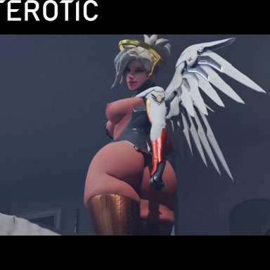 blizzard entertainment, overwatch, mercy, swursterotic, 1boy, 1boy1girl, 1girl1boy, 1girls, ass, ass focus, ass shake, backsack, balls, balls deep, bed