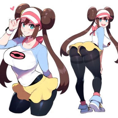 pokemon, rosa (pokemon), anemoi, 1girls, ass, bent over, big ass, big breasts, breasts, female, female only, looking back, thick thighs, twintails, ai generated