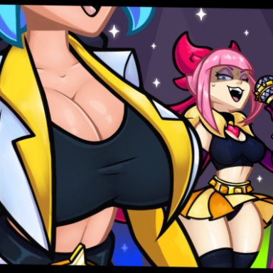 brawl stars, janet (brawl stars), melodie (brawl stars), popstar janet, gotig1231, competition, huge breasts, jealous, jealous look