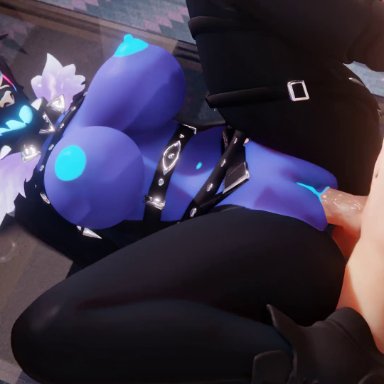 epic games, fortnite, pack leader highwire, skeptail, anthro, anthro penetrated, athletic female, black nipples, breasts, female, female on human, female penetrated, furry, genitals, highwire (nyaasapphire)