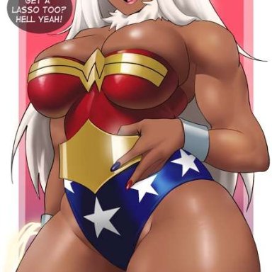 boku no hero academia, dc, dc comics, my hero academia, miruko, rumi usagiyama, wonder woman, wonder woman (cosplay), echosaber, big breasts, bunny ears, bunny girl, cleavage, cleavage overflow, curvy