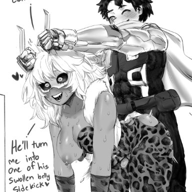 my hero academia, deku, izuku midoriya, mina ashido, pinky, amano44, belly bulge, bent over table, big ass, big breasts, big butt, doggy style, excited expression, excited face, excited female