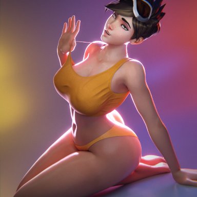 activision, blizzard entertainment, overwatch, overwatch 2, lena oxton, tracer, smitty34, 1girls, big ass, big breasts, breasts, busty, chest, curvaceous, curvy