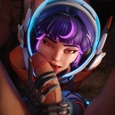 blizzard entertainment, overwatch, overwatch 2, juno (overwatch), teo minh, artist request, 1boy, 1girls, asian, asian female, ass, ass up, fellatio, female, gloved handjob