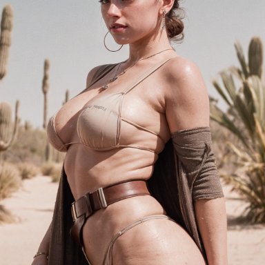 star wars, daisy ridley, rey, joyboyai, big breasts, breasts, brown hair, desert, female, female only, futuristic, hourglass figure, human, human only, jedi