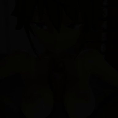 original, original character, kemkem, 1boy, 1girls, areolae, arms behind head, black male, black penis, bouncing breasts, brown hair, closed eyes, cum, cum on neck, dark skin