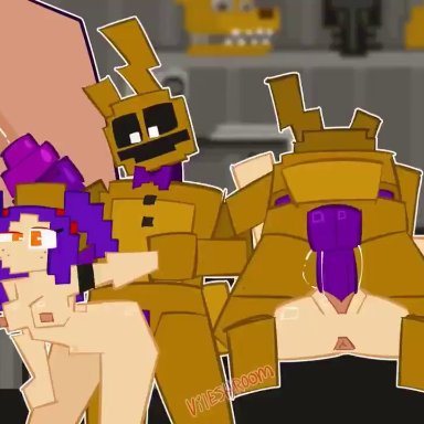 five nights at freddy's, five nights at freddy's 3, five nights at freddy's 4, fnaf, purpleverse, scottgames, haru (masochistfox), purple guy (fnaf), spring bonnie, spring bonnie (fnaf), william afton, bileshroom, flirtyfawn696, 1boy, 1girls