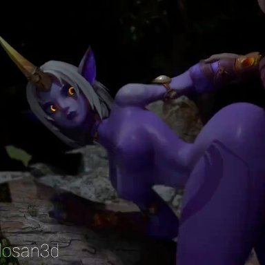 league of legends, riot games, soraka, cottontailva, shidosan (shido3d), 1boy, 1girls, areolae, arm grab, big breasts, bouncing breasts, breasts, cum, cum in pussy, cum inside