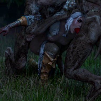 the witcher (series), the witcher 3: wild hunt, ciri, radeong3d, ass, blowjob, breasts, cum, cum in pussy, cum inside, cum on body, defeated, defeated heroine, fellatio, female