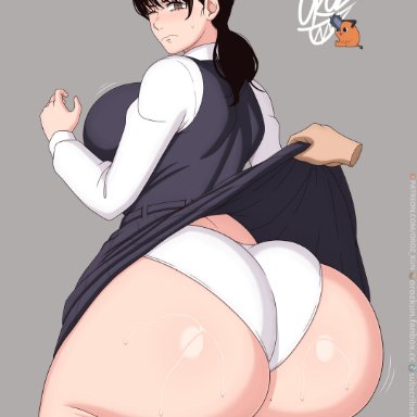 chainsaw man, mitaka asa, oroz-kun, 1girls, asian, asian female, ass, ass bigger than head, ass focus, big ass, big breasts, big butt, black hair, blush, bottom heavy