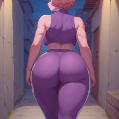 my hero academia, ashido mina, mina ashido, against wall, ahe gao, alley, big ass, big butt, grabbing, massive ass, massive butt, pulling down pants, sex, wall, 2d animation