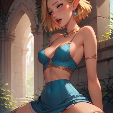 original, original character, sarahvividart, 1boy, 1girls, abs, ahe gao, arms behind back, blonde hair, blush, blushed, clothed, clothed sex, cowgirl, cowgirl position