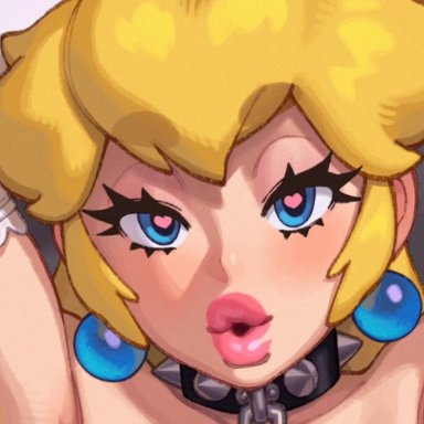 mario (series), nintendo, bowser, princess peach, chloeangelva, rizdraws, 1boy, 1girls, anthro, anthro on human, ass, blonde hair, blowjob, blue eyes, bondage