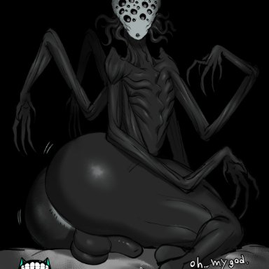 the baptist (zeblackballd), ze blackball.d, zeblackballd (artist), alien, alien femboy, black lipstick, eldritch abomination, eldritch horror, femboy, goth girl, horror, huge ass, huge balls, huge cock, huge thighs