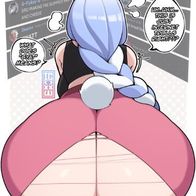 discord (app), hololive, hololive fantasy, hololive japan, pekomama, igxxiii, 1girls, ass, ass focus, big ass, big butt, blue hair, braid, braided hair, braided ponytail