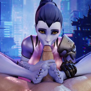 overwatch, overwatch 2, widowmaker, delalicious3, evilaudio, saveass , black nails, blowjob, feet, foot fetish, footjob, handjob, moaning, pov, suit